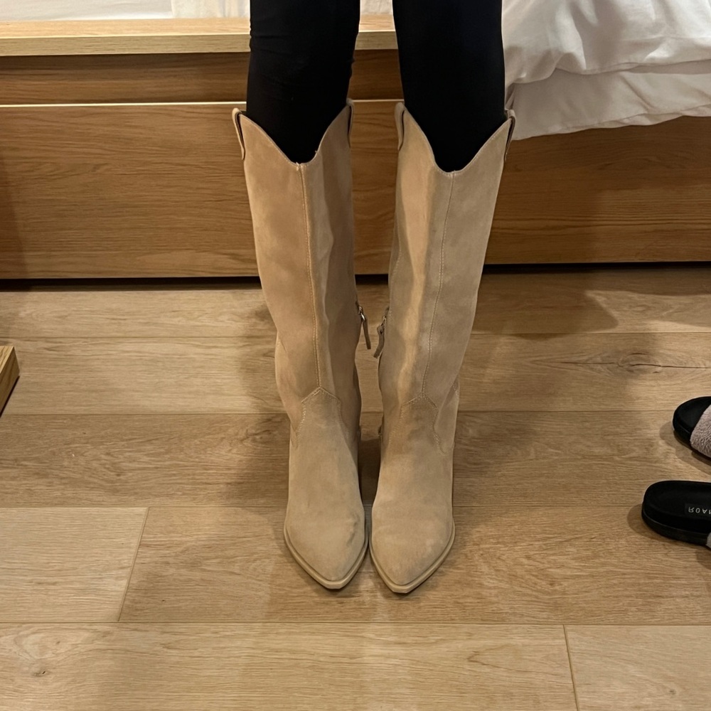 Dolce Vita Tan Suede Cowboy Boots